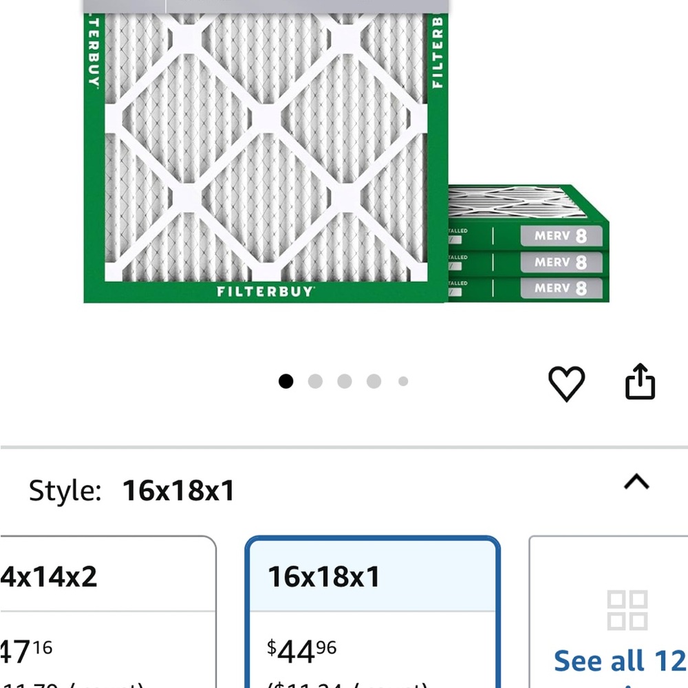 16x18x1 Furnace Air Filter MERV 11 HVAC AC Heating Filter quantity 6
